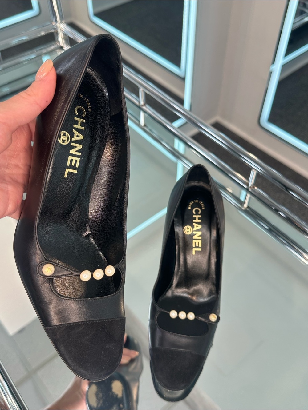 Chanel Pearl Accent Pumps